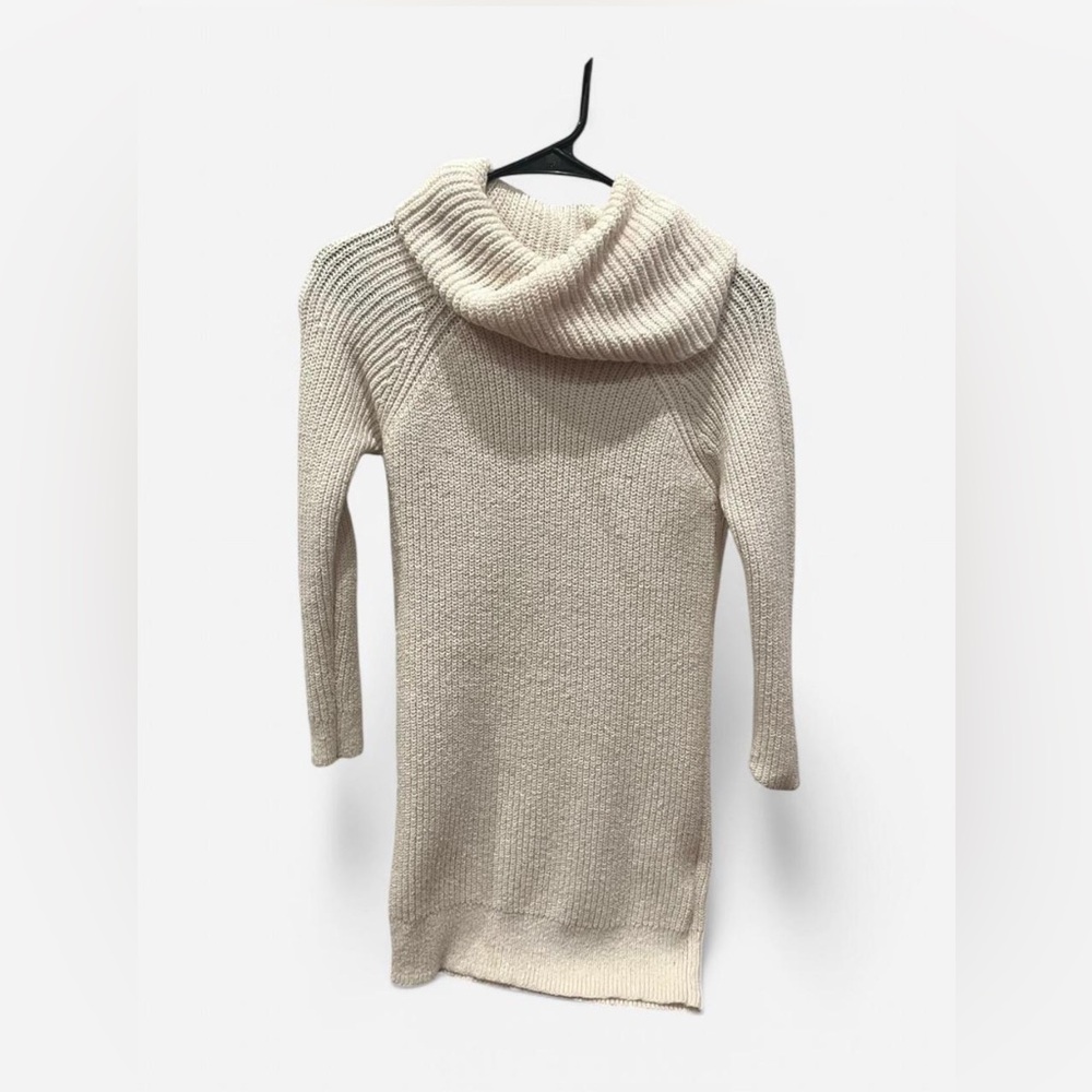 White cowl neck sweater dress